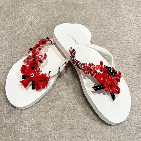 Old Navy Shoes - My Love- custom made Valentine/Date night/Wedding night flip flops